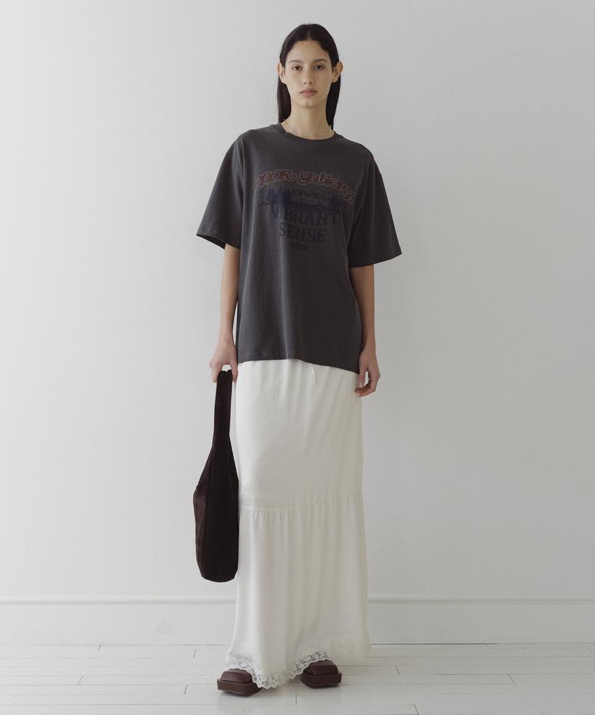 Enor Satin Lace Maxi Skirt - Ivory