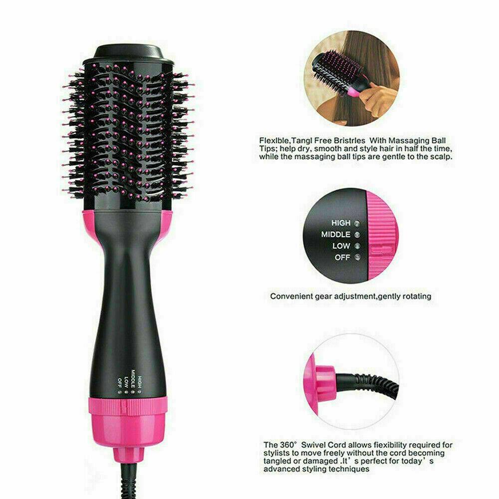 One-Step Hair Dryer Styler Volumizer Straightener Curler Comb Hot Air Brush Gift