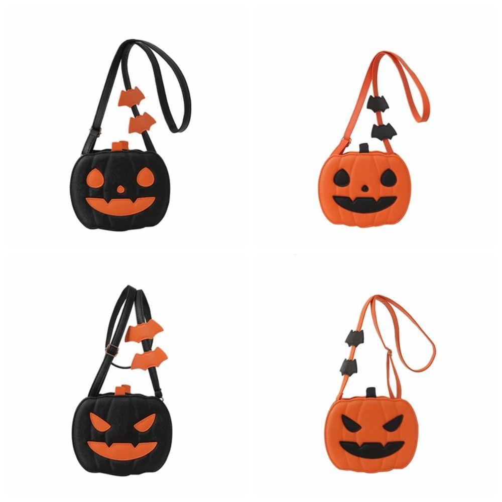 Funny Halloween Pumpkin Bag PU Leather Square Crossbody Bag Novelty Pumpkin Shoulder Bag  Halloween