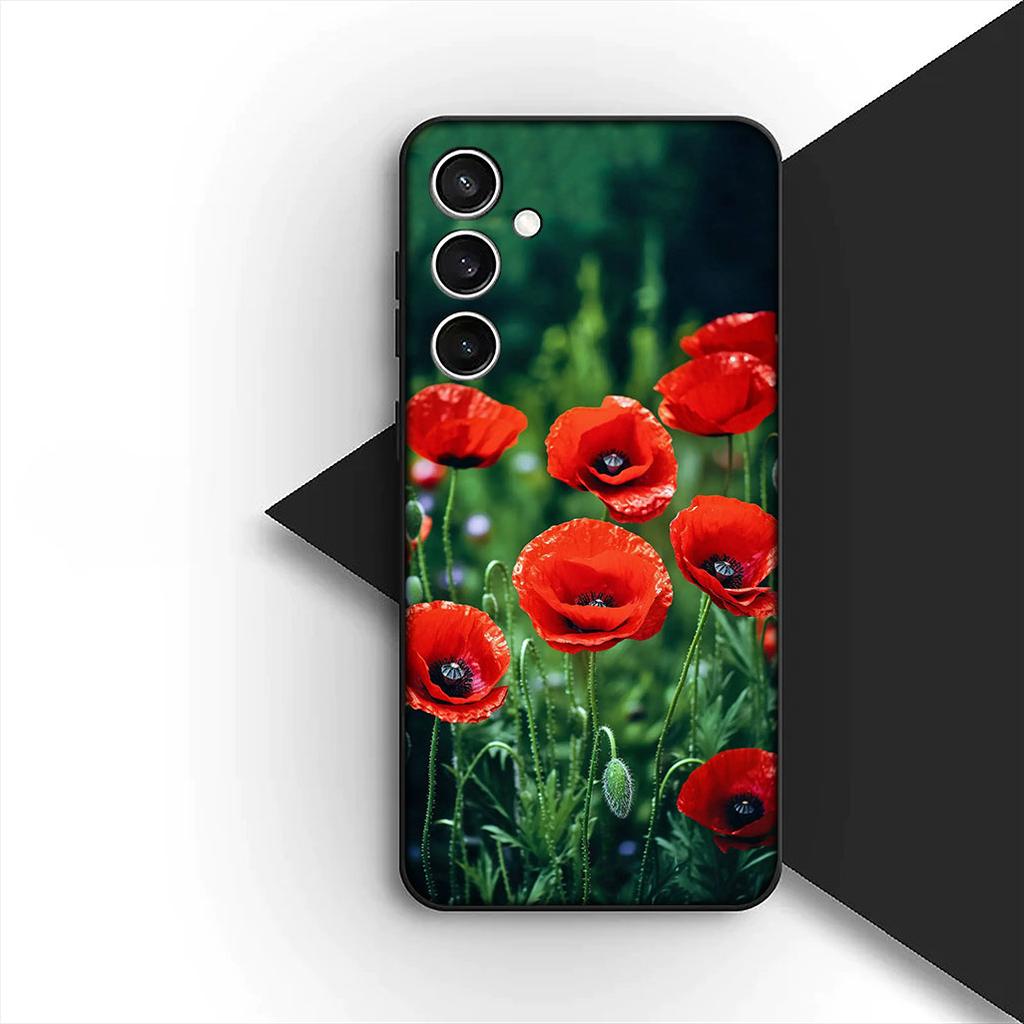 Cover for Apple iPhone 12 13 Pro XS Max Mini ProMax X XR Air 13Pro Casing Phone Case Red P-Poppys Flower Bloom Elegant