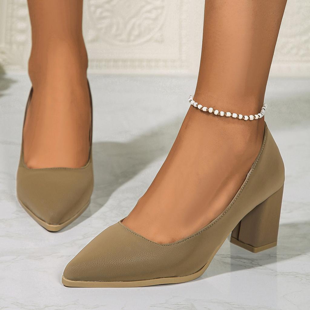 Autumn and winter new sexy light mouth pointed high heel professional French thick heel single shoes