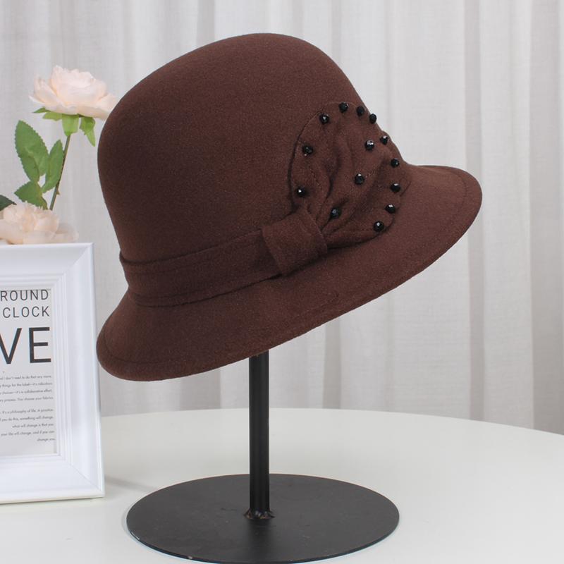 Autumn And Winter New Hat Women'S French Woolen Fisherman Hat Retro Elegant Dome Hat Versatile Basin Hat Felt Hat