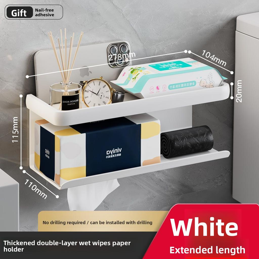Perforation-free Toilet Wall-mounted Roll Paper Towel Household Storage Shelf