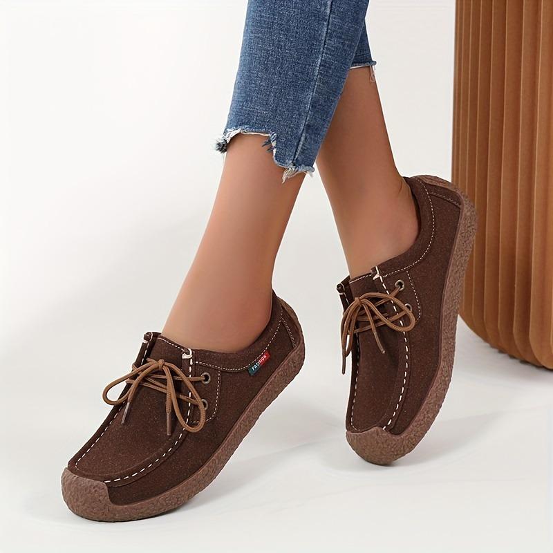 Spring Single Shoes Women Really Versatile Bean Shoes Comfortable Women Casual Flat Single Shoes Lace Up