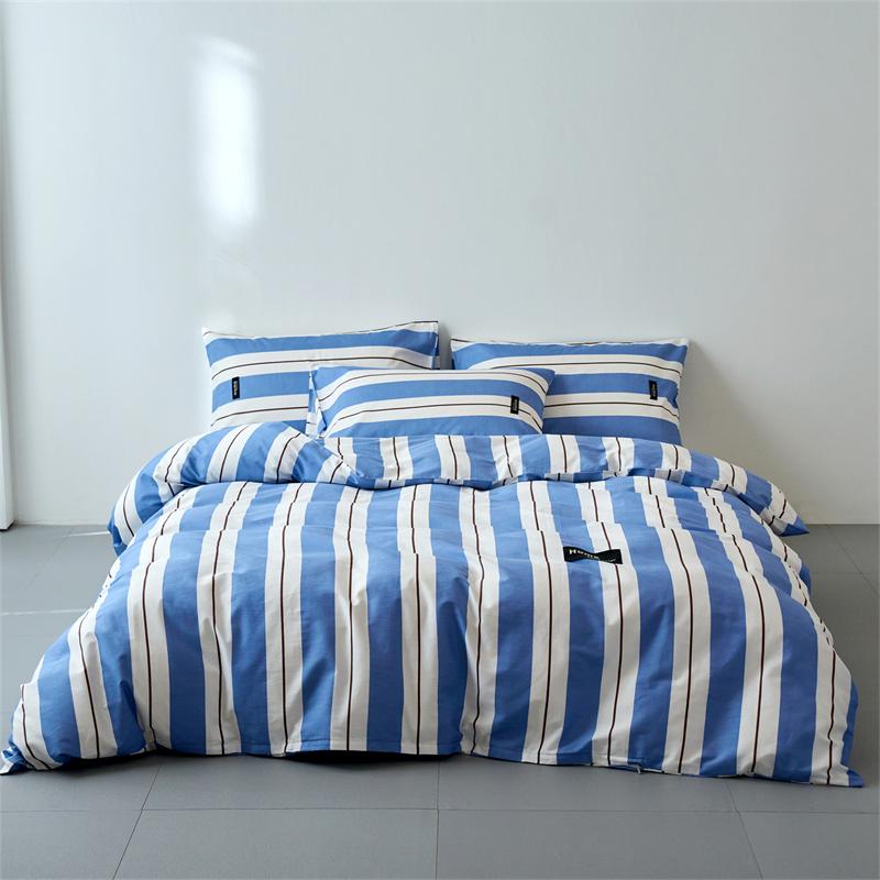 Cotton Duvet Cover Single/Queen/ Blue and White Striped Soft Quilt Cover Home Housse De Couette(without Pillowcase)