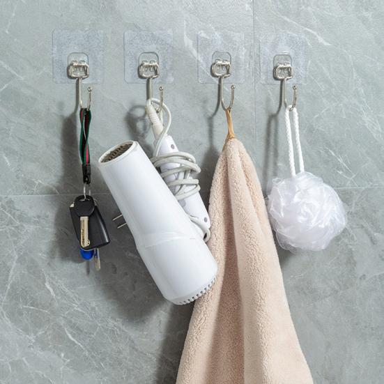 Crochets Muraux En Bois Auto-Adhésifs – Lot De 4, Sans Perçage, Pour Salle De Bain & Chambre