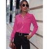 Chemise Femme Tempérament Décontractée Ample Confortable Bouton Revers Mode Chemise Couleur Unie Manches Longues Chemise de Bureau Femme