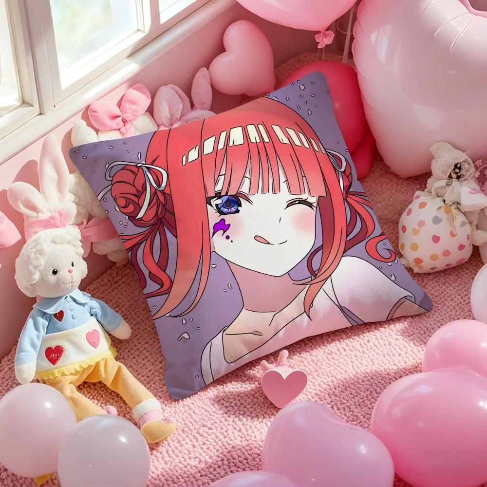Quintuplets M-Miku N-Nakano W-Waifu Pillow Case Soft Plush Fabric Double-Sided Printed Cushion Cover Warm Winter Sofa