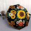 Floral Elegance: Sunflower & Rose Decorative PlateUmbrella, Portable 3-Fold Compact Umbrella,Christmas Gift ES367