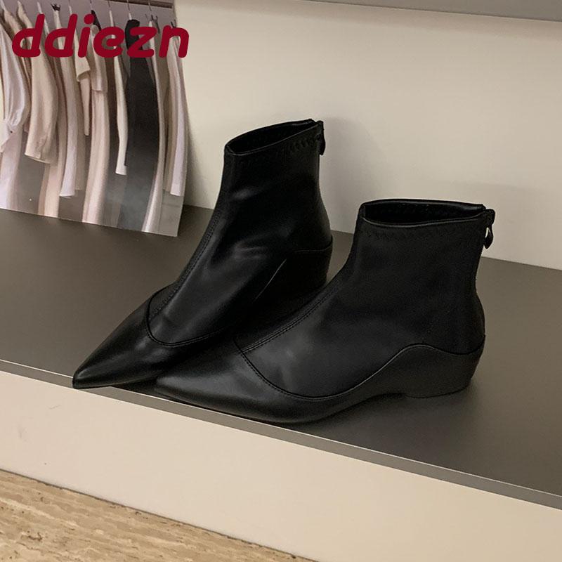 Mode Schuhe mit Höhenerhöhung Damen Ballerinas Stiefeletten Damenmode Spitz Zehenbereich Moderne Damen Kurze Stretchstiefel Schuhe Dame