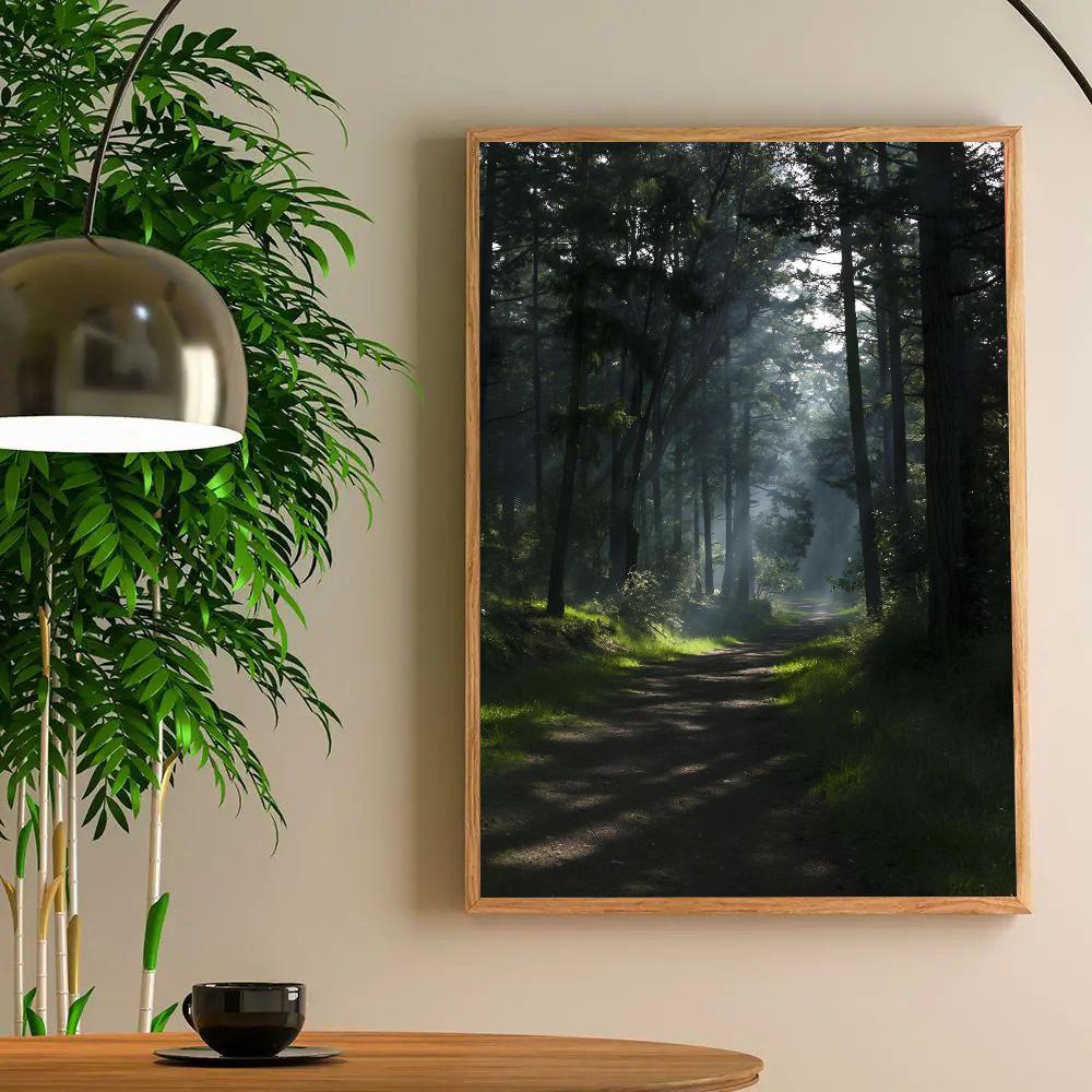 1pc Dark Green Forest Foggy Mountain Landscape Nature Scenery HD Posters Home Room Bar Cafe Decor Art Wall Painting Picture