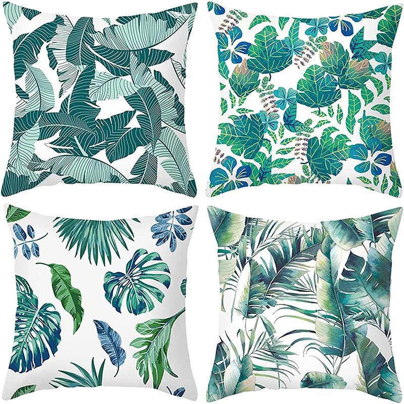 New Nordic Green Plant Printed Pillow Case Sofa Pillow Leaf Series Decorative Pillow Linen