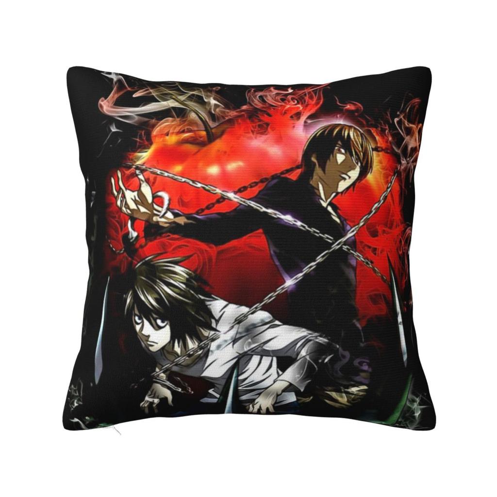 Death Note Manga Square Pillow Cases Anime Light Yagami Cushion Covers Zippered Decorative Pillowcase for Living Room 45x45cm