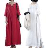 Women Simple Fashion Loose Baggy Long Maxi Dress Half Sleeve Split Plus Size For Effortless Elegance