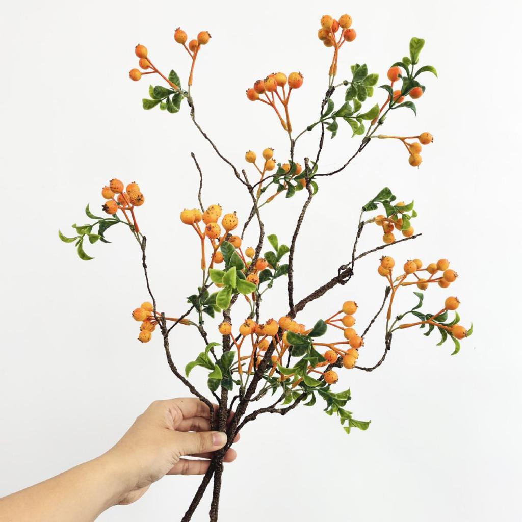 Simulated Holly & Sea Buckthorn Fruit Branches for Indoor Decoration