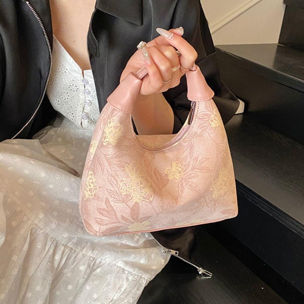 

Квітковий візерунок китайський стиль через плече сумка елегантна сумка з принтом Ханфу для бенкету рожевий