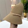 Straw hat women spring and summer straw visor bucket hat bow foldable versatile basin hat sunscreen travel hat