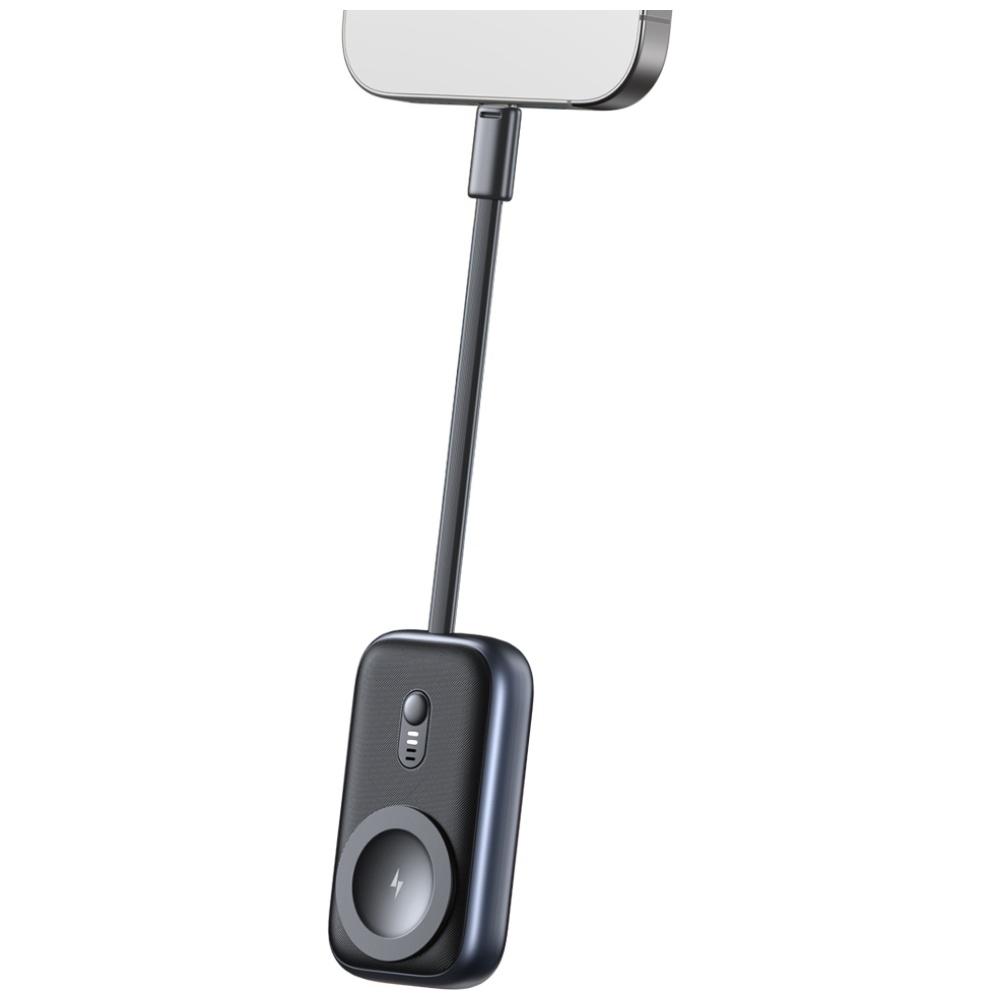 2-in-1 Induction Charger Usams CD245 for Apple Watch with 1200mAh Powerbank + USB-C Cable Titanium