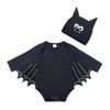 Trendy Infant Cotton Bat Rompers and Hat Set Batwing Sleeve Solid Halloween Animal Clothes Baby Jumpsuit Hat for Babies 70-100