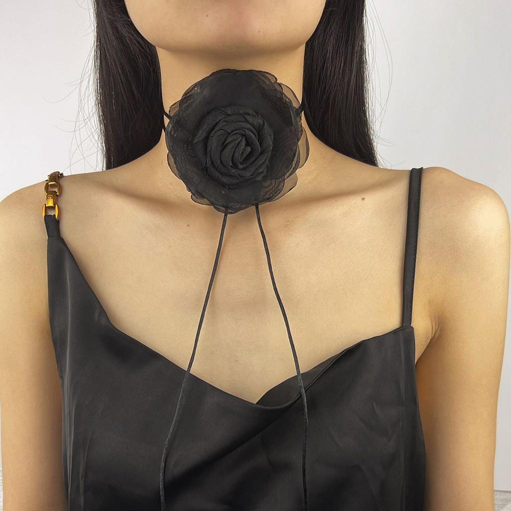 Elegante Rosen-Choker-Halskette Accessoire Vintage Rosen-Choker Modische Stoffrosen-Choker-Halskette für Trendsetter