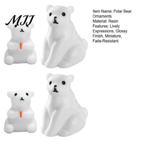 DIY Craft Accessories 4Pcs Mini Polar Bear Figurines, Miniature Mother and Baby Ornaments, Decorative Wildlife Miniatures Cute Animal Statues,
