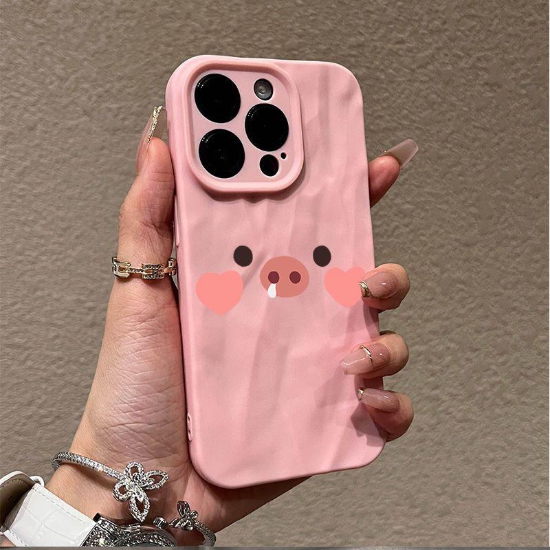 Love Pig iPhone17promax Mobile Phone Case Is Suitable for Apple 16promax Pleats 14 Cute 15 Simple