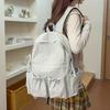 Simple Solid Color Female Backpack Double Pocket Drawstring Light Student Cute Travel Bow Joker College Student Bag