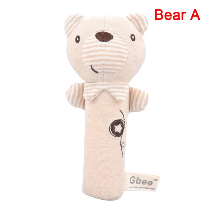 Baby Rattles Soft Cartoon Cute Plush Animal Toys Child Educational Handbells
