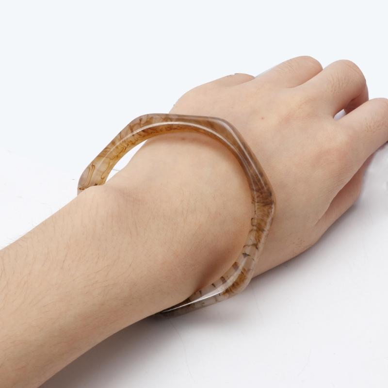 Fashion Polygon Resin Bracelet Classy Brown Leopard Mottled Bangle Jewelry All-Matching Accessories Gift for Valentines Day