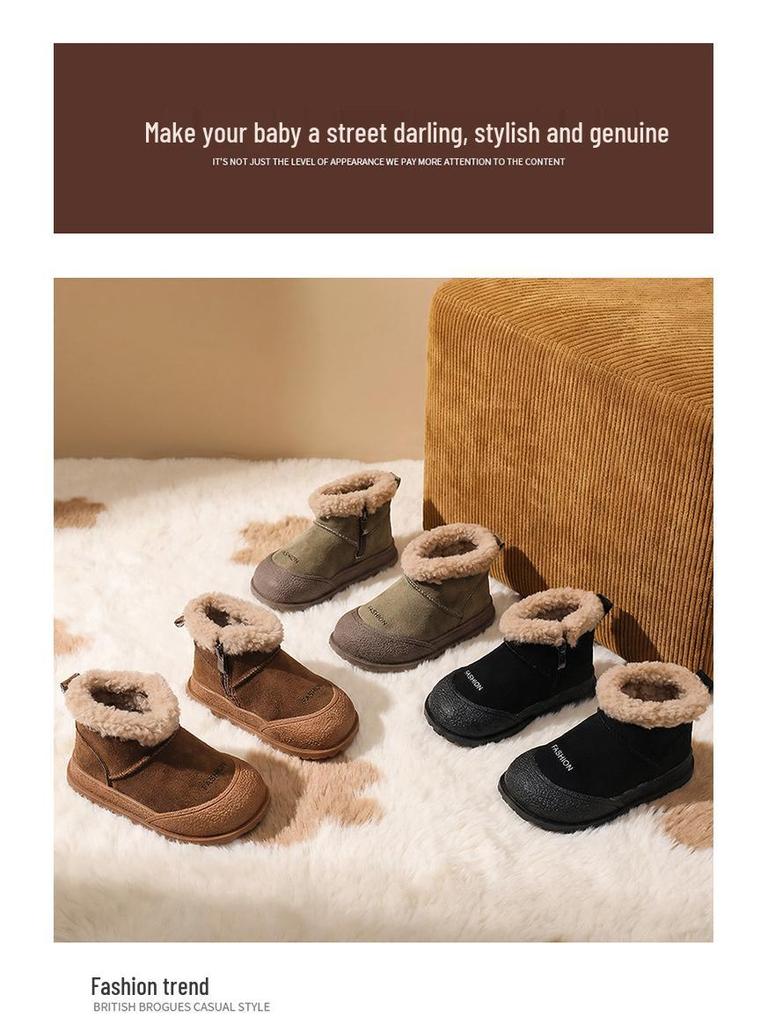 2025 Winter Baby Versatile Snow Boots: Warm Velvet-Lined, Mid-Calf Round Toe, Flat Sole