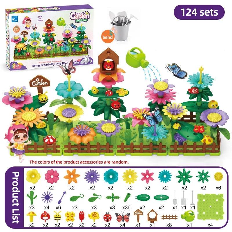 Flower Garden Building Set Girl Diy Flower Stacking Blocks Toddlers Bouquet Bricks Development for Kid 4 5 6 Years Old Gifts Set