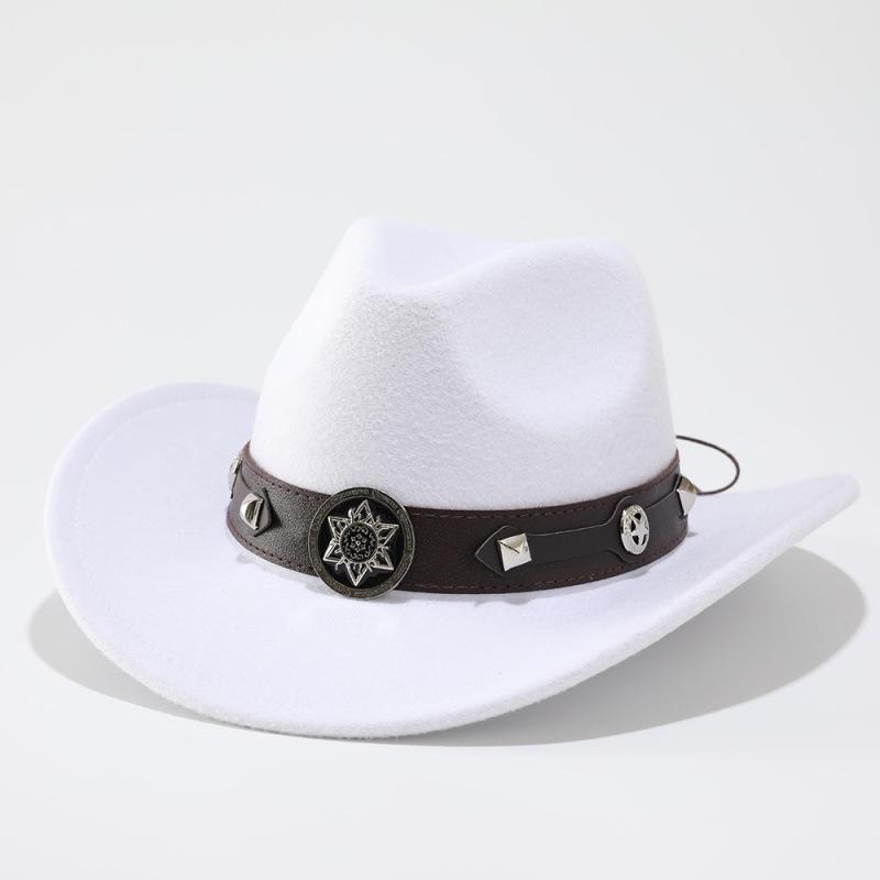 New Men's and Women's Ethnic Woolen Hair, Western Cowboy Hat, Jazz Hat, Big Edge Sunshade Top Hat