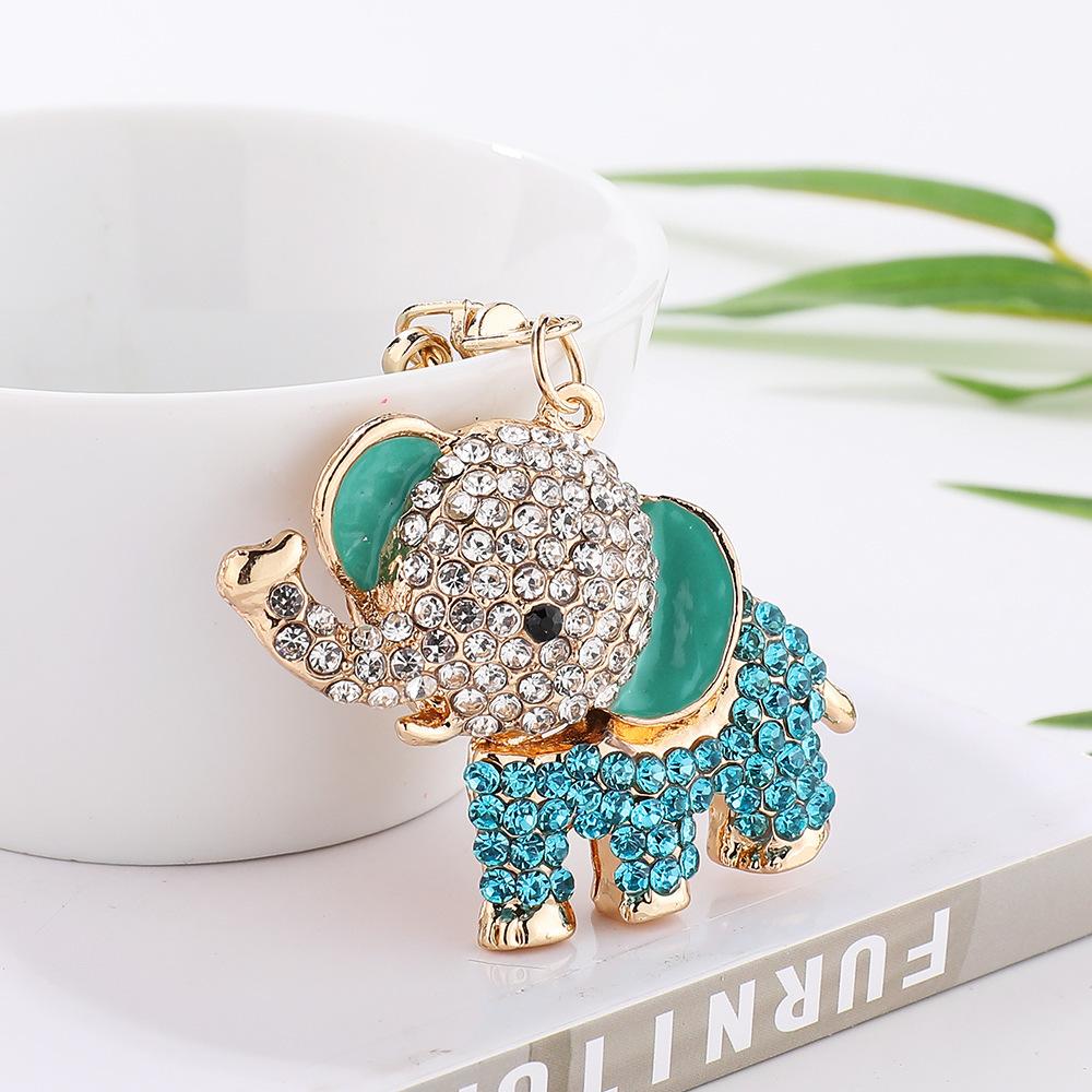 Cartoon diamond studded elephant keychain, Korean version, creative women's handbag keychain, elephant pendant