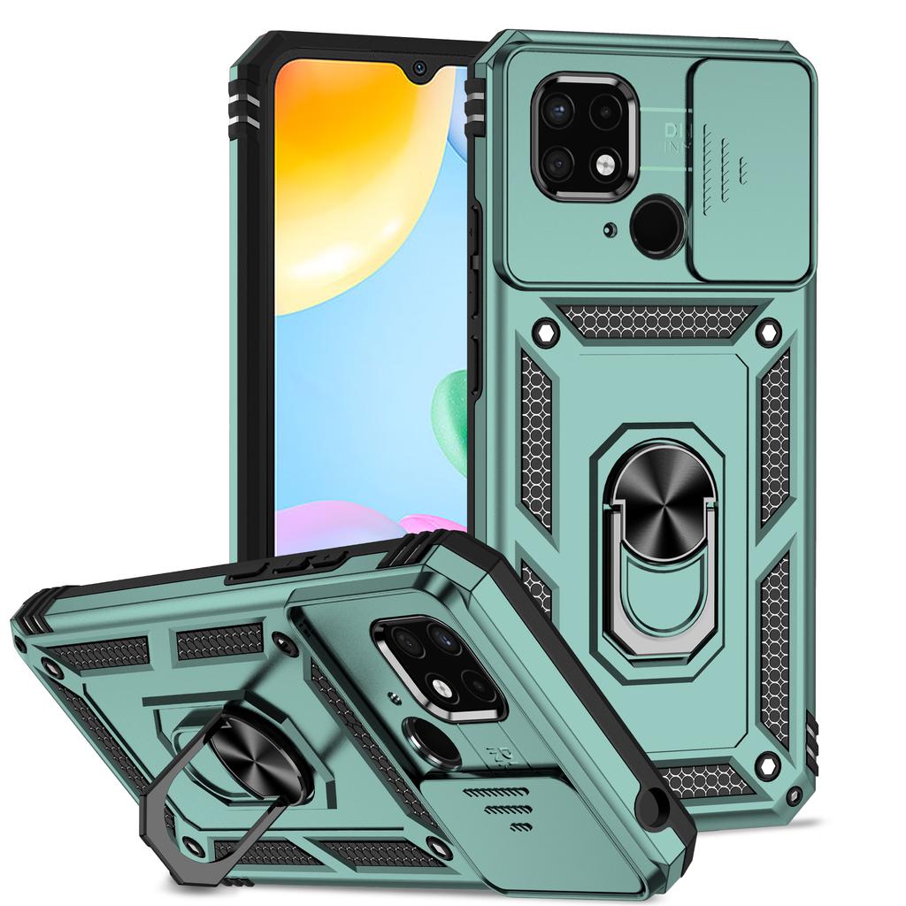 For Xiaomi Redmi 10C/Xiaomi Poco C40 Armor Phone Case Camera Lens Protection Metal Ring Stand Shockproof Case
