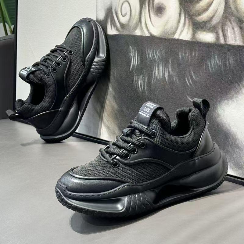Men's Shoes Spring and Summer New Mesh Leather Breathable Casual Shoes Platform Sports Shoes Tide