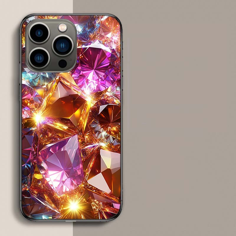Shining and Dazzling Diamond Gemstones Phone Case For Iphone 17 Air 15 Pro 14 Plus 16 Pro Max 17E 16E 12 13 Mini 11 Cover Cute