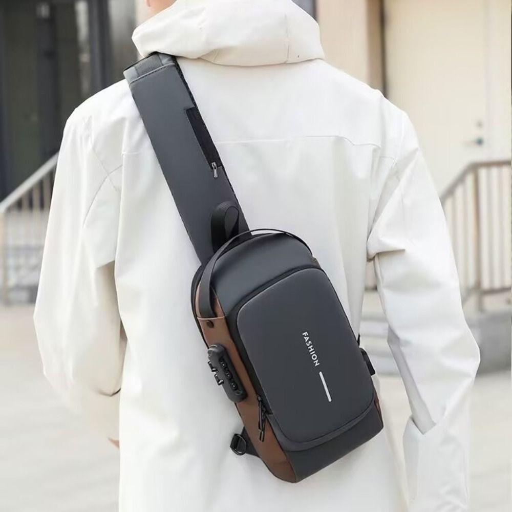 Password Lock Male Multifuctional Shoulder Bag Water Proof Sport Crossbody Bag  Motorcycle Use