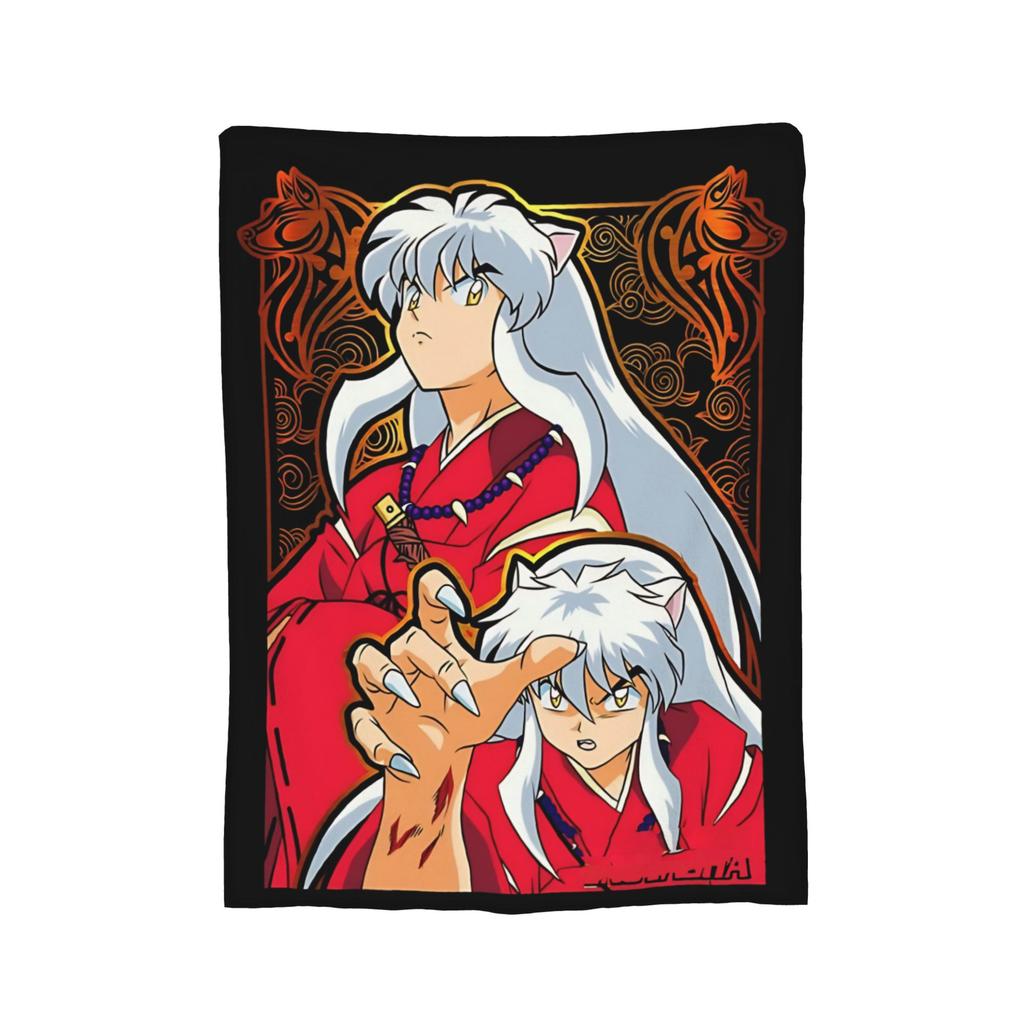Fox Samurai Japanese Anime Coral Fleece Plush Throw Blanket Inuyashas Blanket for Bed Couch Ultra-Soft Quilt,