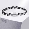 Vnox Stainless Steel Black Nylon Rope Wrap Chain Bracelet for Men Boy, 6mm Wide Box Chain Magnetic Clasp Wristband Jewelry Gifts