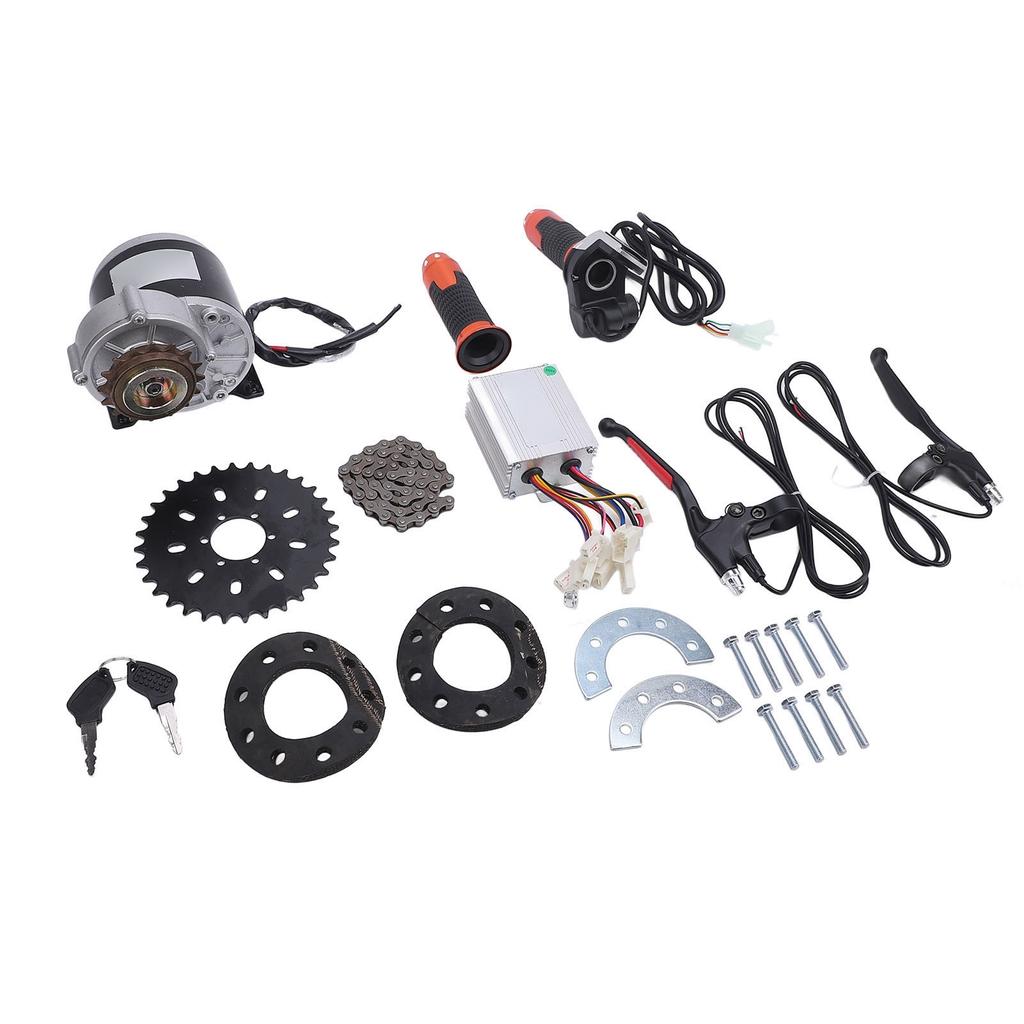 12V 350W Brushed Gear Reduction Motor with Controller Sprocket Chain Throttle Grip Key Brake Handles DIY Modification