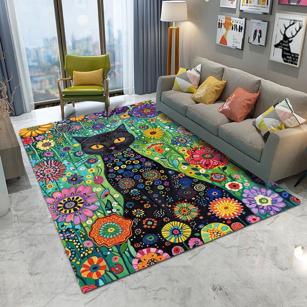 

Абстрактне Мистецтво Миле Чорне Кошеня Килим Вітальня Диван Спальня Кабінет Кухня Килимок для Вхідних Дверей Нековзний Домашній Декор Килим 80*120cm