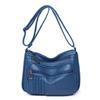 Mom Bag Women's New Trendy Fashion Soft Leather Medium Women's Bag Large Capacity Washed Leather Multi-layer Shoulder Messenger Bag
