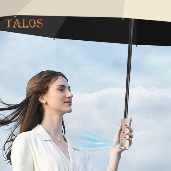 Folding Umbrella with Fan 3 Speed Adjustable USB Rechargeable UV Protection Umbrella Portable Waterproof Windproof Summer Outdoor Sun Rain Umbrella