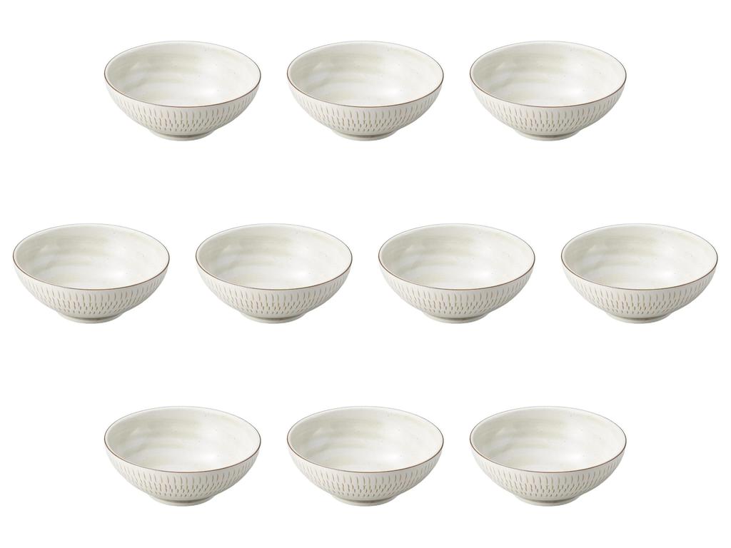 Set of 10 Mino Folk Craft Noodle Bowls x 8 Noodle Plate Setomonohonpo [21.4 cm]