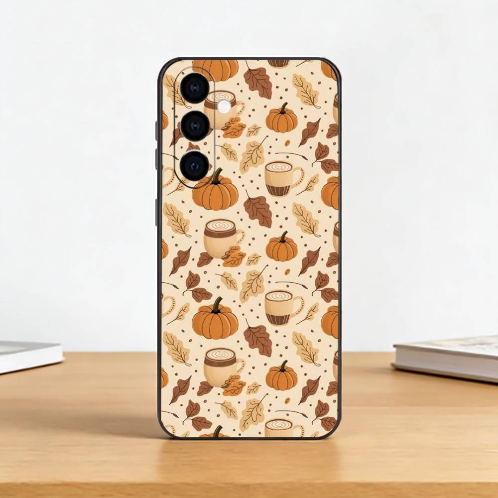 Autumn leaves P-pumpkin Phone Case For Samsung Galaxy A73,A72,A71,A70,A53,A52,A51,Soft Silicone Black Cover