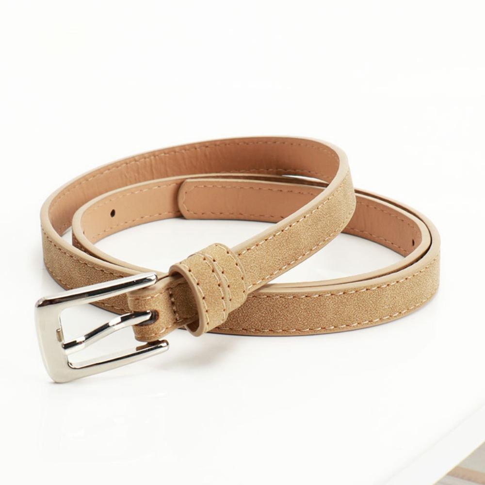Luxury Design Suede Leather Belt Pin Buckle Frosted Waistband Business Waist Belt  For Women