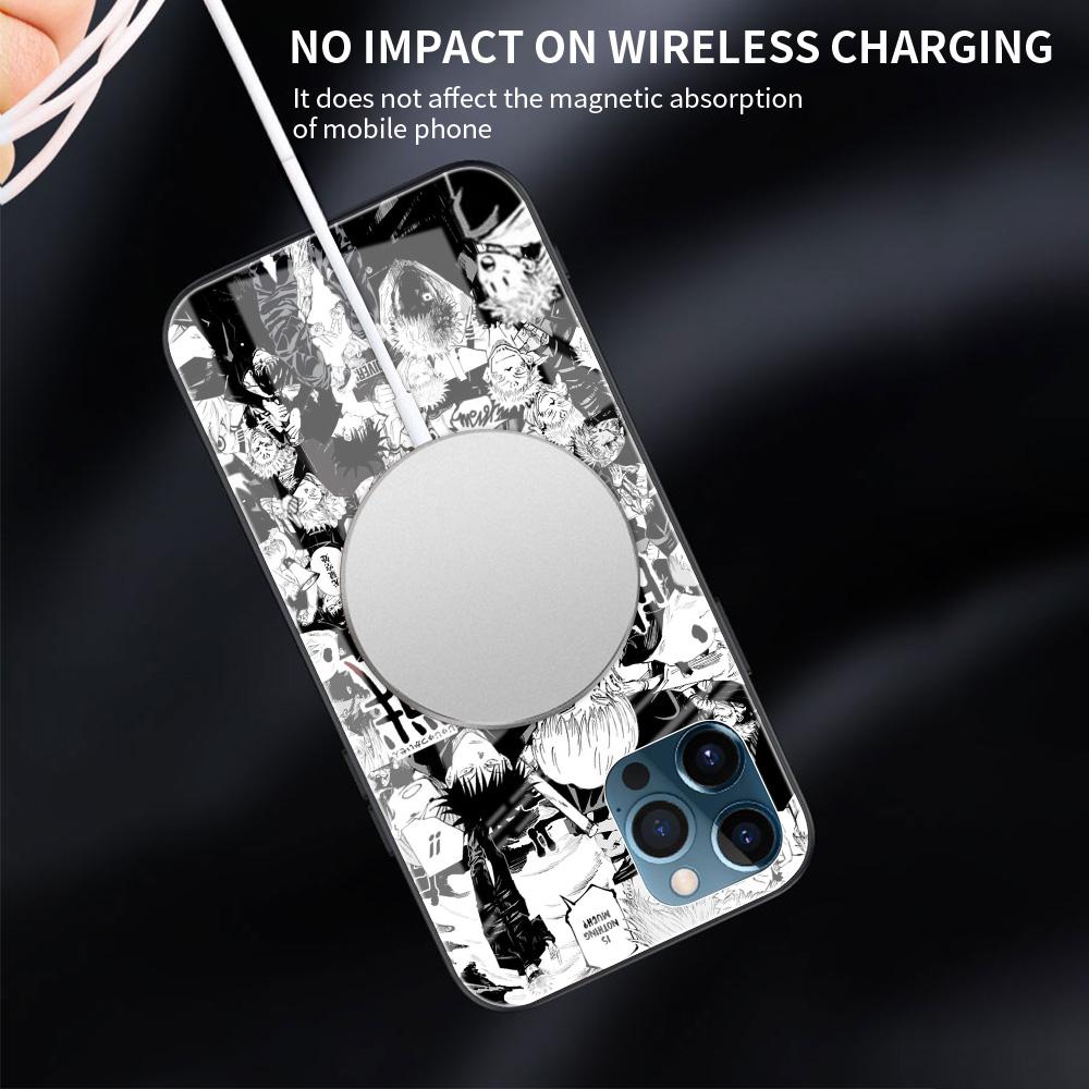 Tempered Glass Case Apple iPhone 13 12 Mini 11 Pro Max XR XS SE 2020 7 8 Plus 6 6S X Phone Cover Back Shell Jujutsu Kaisen Gojo