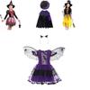 Adorable Children Halloween Witch Costume Gown For Girls With Stylish Bow Design