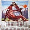 Jesus And Satan Playing Basketball Hanging Cloth Decorative Poster Christian Wall Decoration Aesthetics Tapestry Art Tapestry