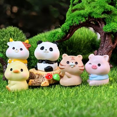 Miniatura de Animais de Resina Tigre Gato Coelho Vaca Estátua Miniatura para Casa de Bonecas Jardim de Fadas Terrários Vasos de Plantas Enfeites Topper de Bolo Decoração